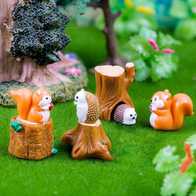 

Миниатюрная фигурка милой мультяшной белки, ежа, украшения для дома, кавайное животное, поделки, декор для комнаты, стол, небольшой подарок 8