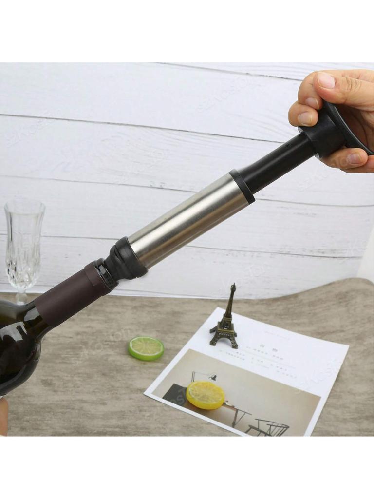 Wine Stopper With Vacuum Pump Bar Accessories Air Lock Aerator Rubber Black Bottle Stopper Keep Wine Fresh Saver Sealing