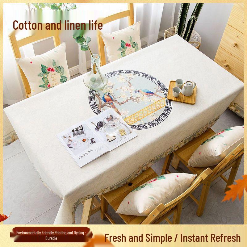 2026 Thickened Heat-Resistant Cotton-Linen Tablecloth: Dustproof for Rectangular, Coffee, Small Round & Square Tables.