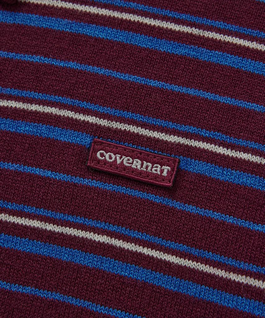 COVERNAT WOMAN Striped Collar Knit Burgundy
