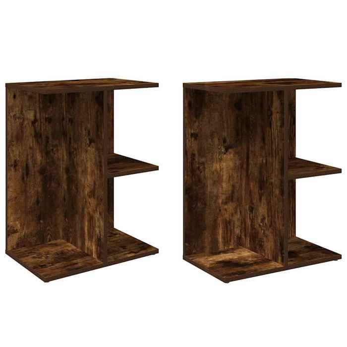 VidaXL Tables de chevet 2pcs chêne fumé 46,5x29x61cm bois d’ingénierie, table de nuit, table de lit, table de bout, armoire 858659