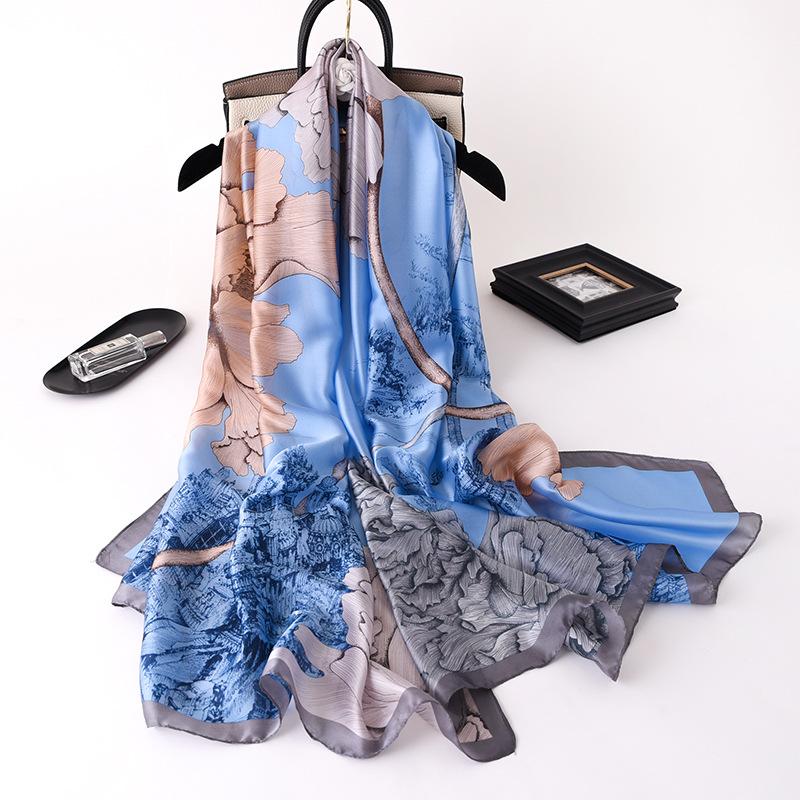 Luxury Windproof Sun Protection Peony Print Shawl Skin-Friendly Scarf for Women Beach Wrap Spring Big Floral DesignShawl