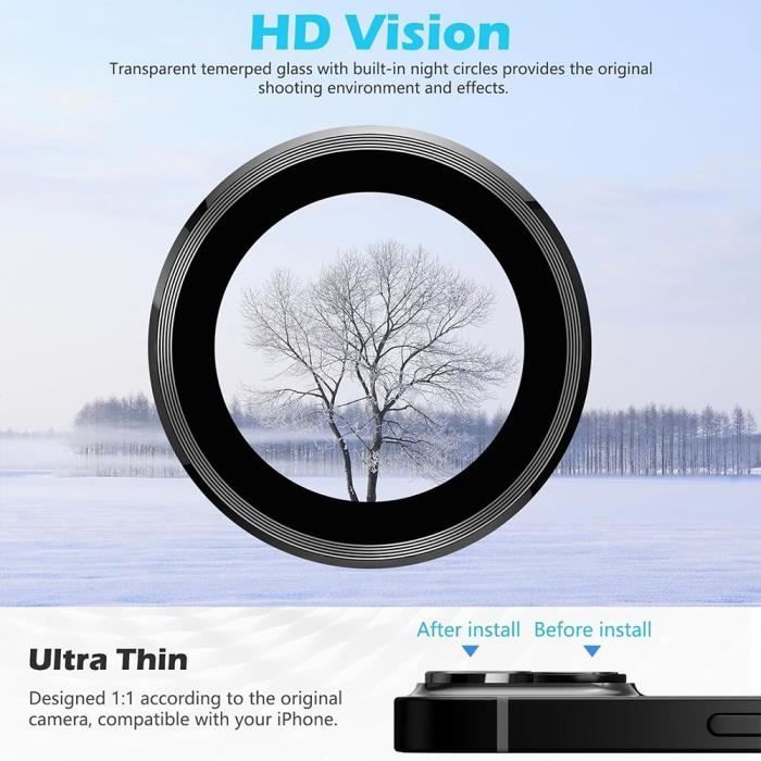 Camera Protection Glass - Rigid - for iPhone 15/15 Plus - 9H Tempered Glass - Black Edge - 0.33 Mm