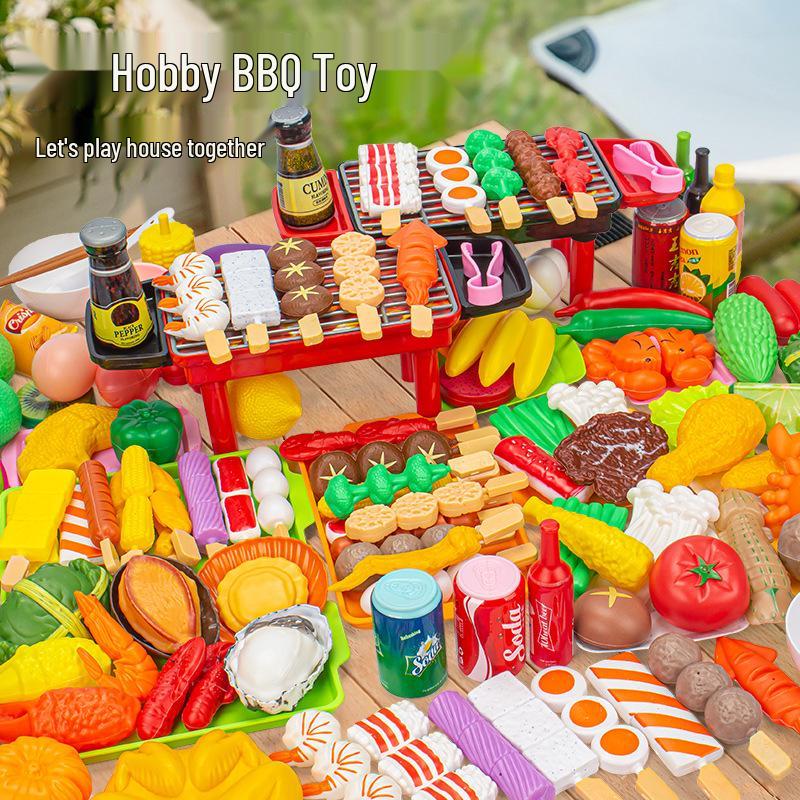 Kids' Role-Play BBQ Grill Toy Set with Skewers & Kitchen Accessories