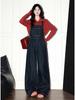 Women's Retro Denim Blue High-Waist Wide-Leg Overalls - Spring/Autumn 2026 Collection