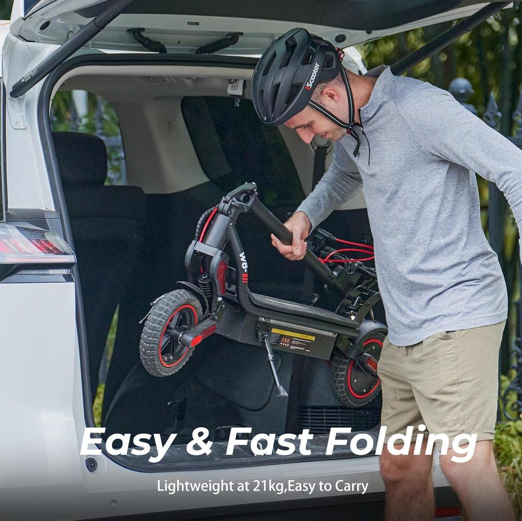 Trottinette Électrique Pliable iScooter 9.3" Moteur 500W Vitesse Maximale 40Km/h 10.4AH Autonomie Max 40Km Charge 120Kg Noir W8