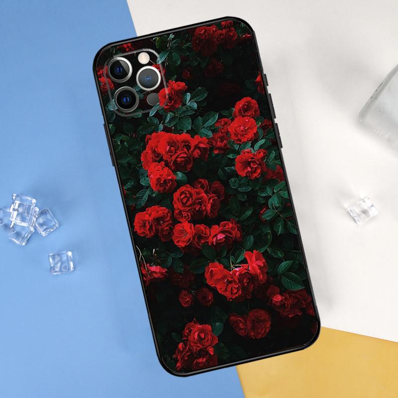 Red Rose Flower Phone Case For iPhone 16 Pro 15 Pro 11 13 14 Pro Max 12 Mini XR 16 15 Plus 16e Cover Shell