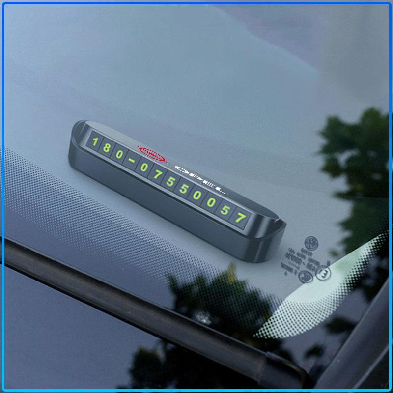 1Pcs Car Temporary Parking Card Phone Number Card Plate Emblem For Opel Astra H G J Insignia Mokka Zafira Corsa Vectra B C D