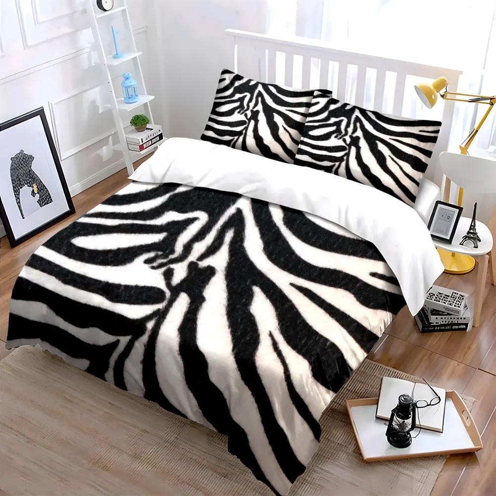 Zebra-Print Drei-Teile-Deko-Set Mehrere Größen Kinder- und Schlafzimmer für Erwachsene Exquisites 3-teiliges Bettwäsche-Set Geschenk
