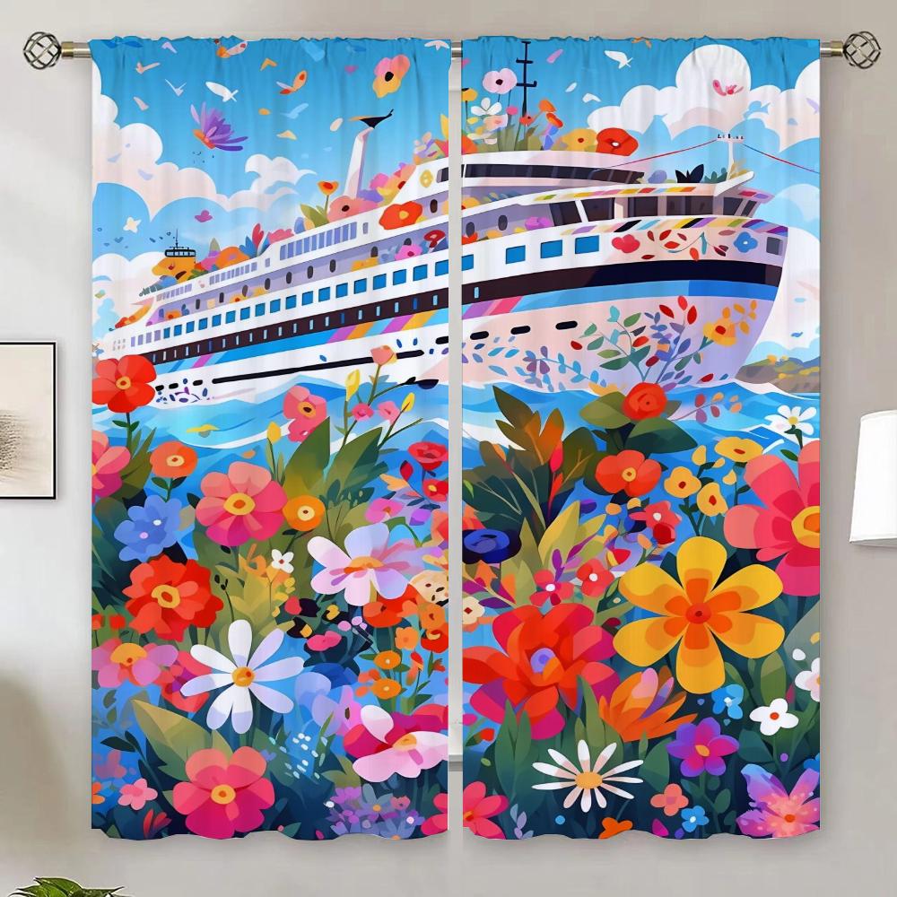 

Фантастические круизы Готовые шторы Дешевые вещи с бесплатной доставкой для украшения спальни для дома Затемняющие шторы для гостиной W50xH70cmx2pcs-CL