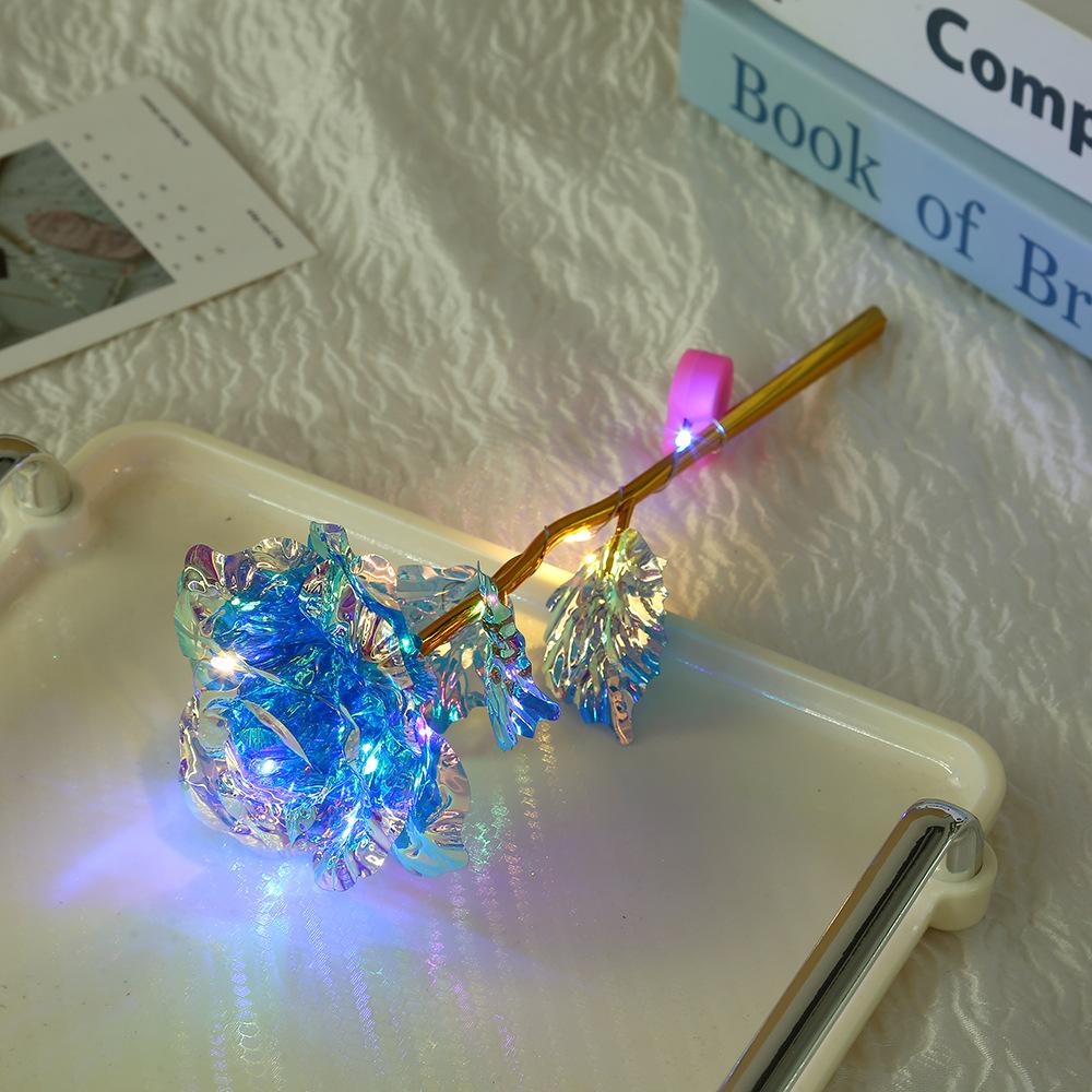 Valentine's Day LED Rose Creative Gold Foil Flower Artificial Flower for Home Decor Wedding Valentine's Day Mother's Day Gifts