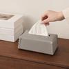 PU Leather Tissue Holder, with Hand-stitched Edges Design, Modern Style Smooth Paper Extraction Tissue Case for Home Office