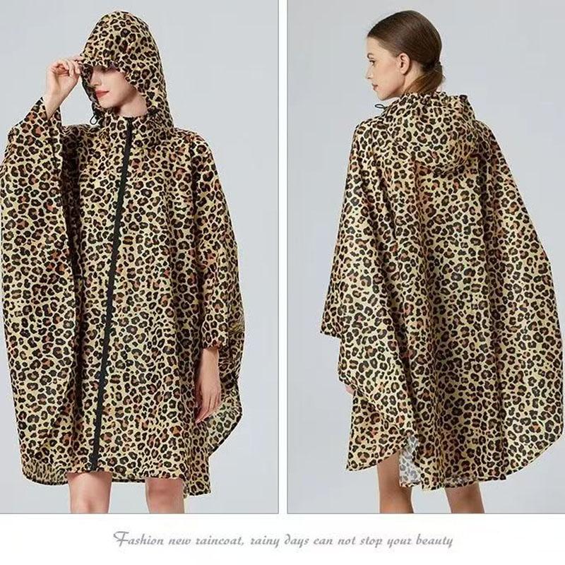 Mode Große Größe Frauen Leopard Regenmantel Leichte Regen Mantel Poncho Damen Wasserdicht Mantel Regenmäntel Erwachsene Winddicht Regenbekleidung