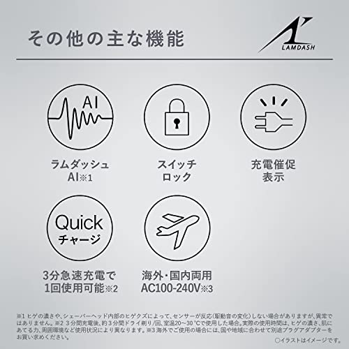 Panasonic Men's Shaver Lamdash 3-Blade Blue with Automatic Cleaning Unit, Can be Used in the Bath, ES-LT8B-A