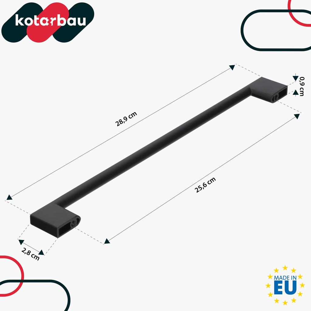 KOTARBAU® Kitchen Furniture Handle Classic Modern Oblong Long Matte Black 289 MM Spacing 256 MM Set of 2