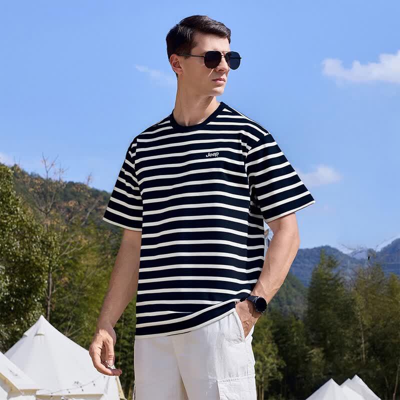 JEEP Men's Color Block Striped Short Sleeve T-Shirt