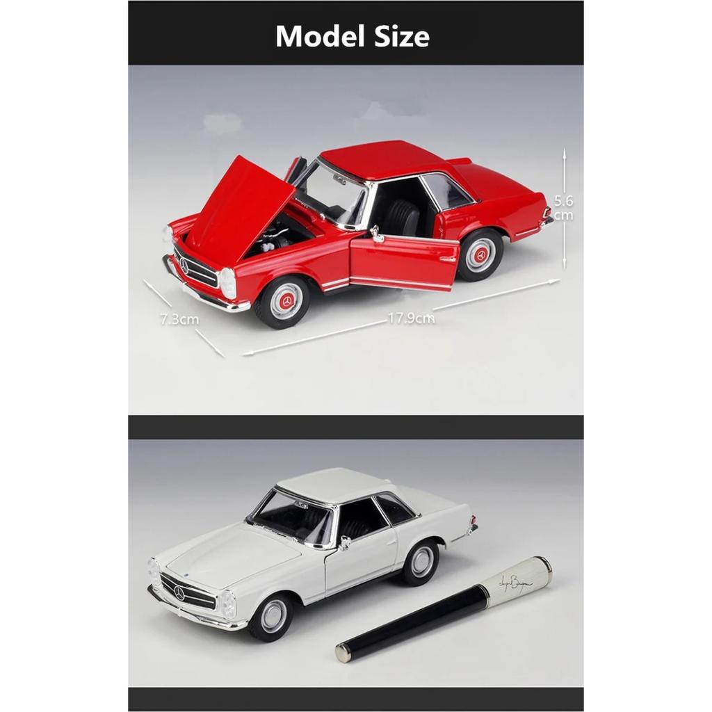 Welly 1/24 Mercedes-Benz 230SL Alloy Sports Car Model Diecast Metal Classic Retro Old Car Vehicle Model Simulation Kids Toy Gift