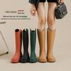 Women's Fashionable Waterproof High-Top Rain Boots: Non-Slip, Plush, Warm, Versatile Outdoor Work Shoes (Korean Style)