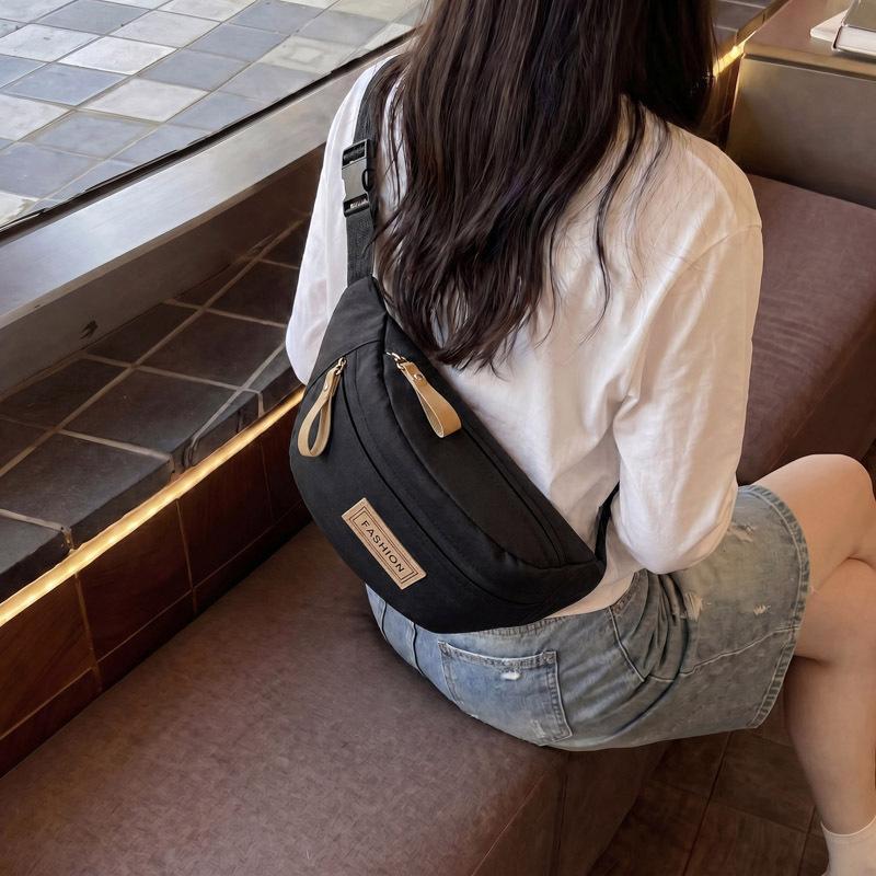 Women Nylon Sling Bag Casual Crossbody Chest Bag Lightweight Fanny Pack Multi Pocket Shoulder Bag Travel Hiking Waist Pack