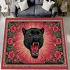 Vintage Blumiger Schwarzer Panther Bereichsteppich, Verzierter Rot Grüner Musterteppich, Rutschfeste Dekorationsbodenmatte für Wohnzimmer Schlafzimmer Heimdekoration