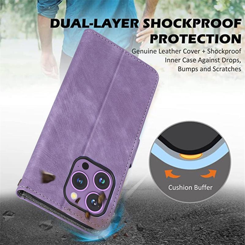 Sharp Aquos Wish5/Wish4 Anti-Theft Leather Flip Case with Card Holder & Protective Shell