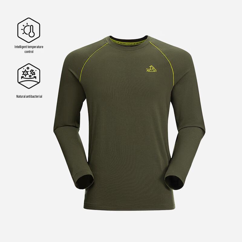 PELLIOT Men's Merino Wool Long-Sleeve Base Layer T-Shirt