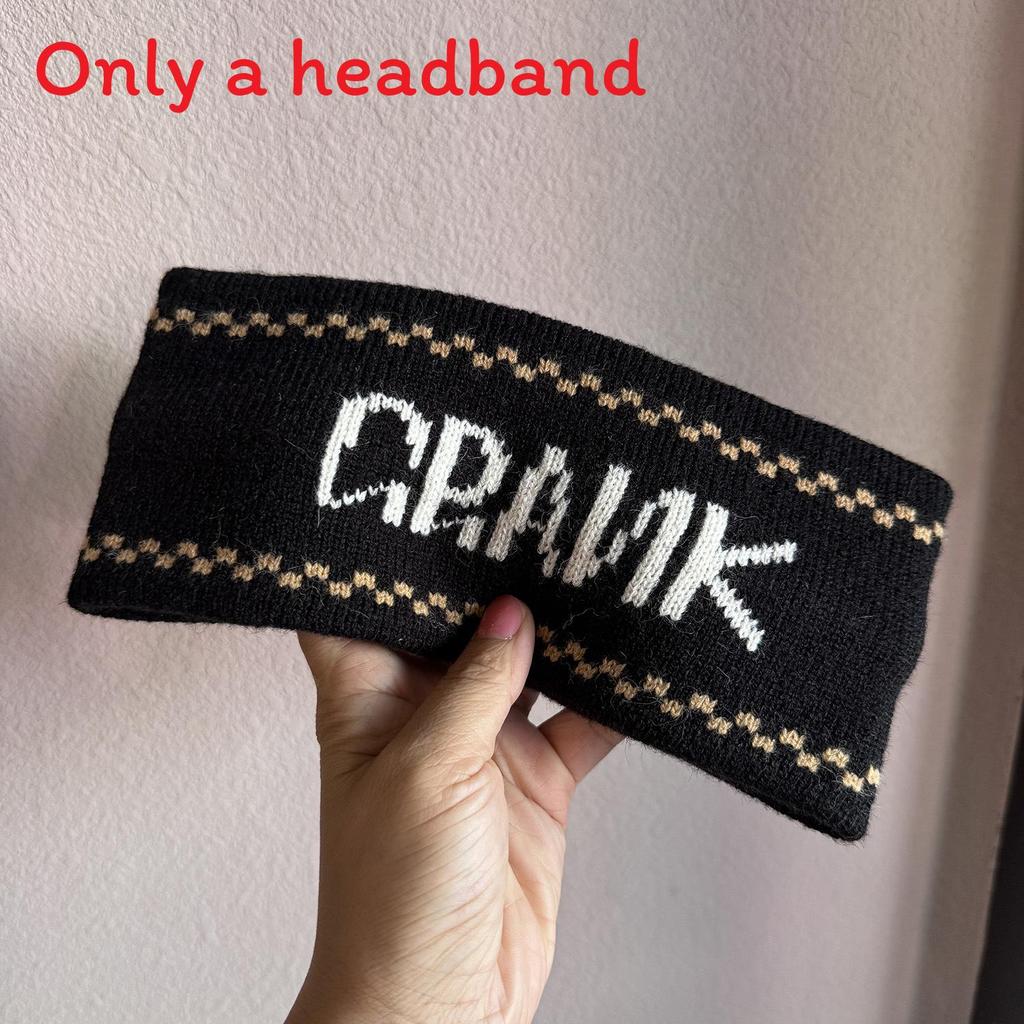 

Зимняя вязаная повязка на голову с буквами и эластичной широкой кромкой для женщин и мужчин