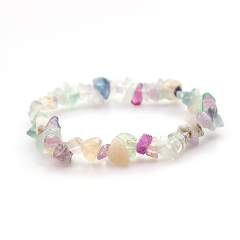 Siebenfarbiges Achat-Amethyst-Elastikarmband - Natürlicher unregelmäßiger Kristallstein Handschmuck
