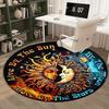 Sun & Moon Flannel Print Round Rug - Artistic Celestial Decor for Living Room & Bedroom, Soft Durable Carpet