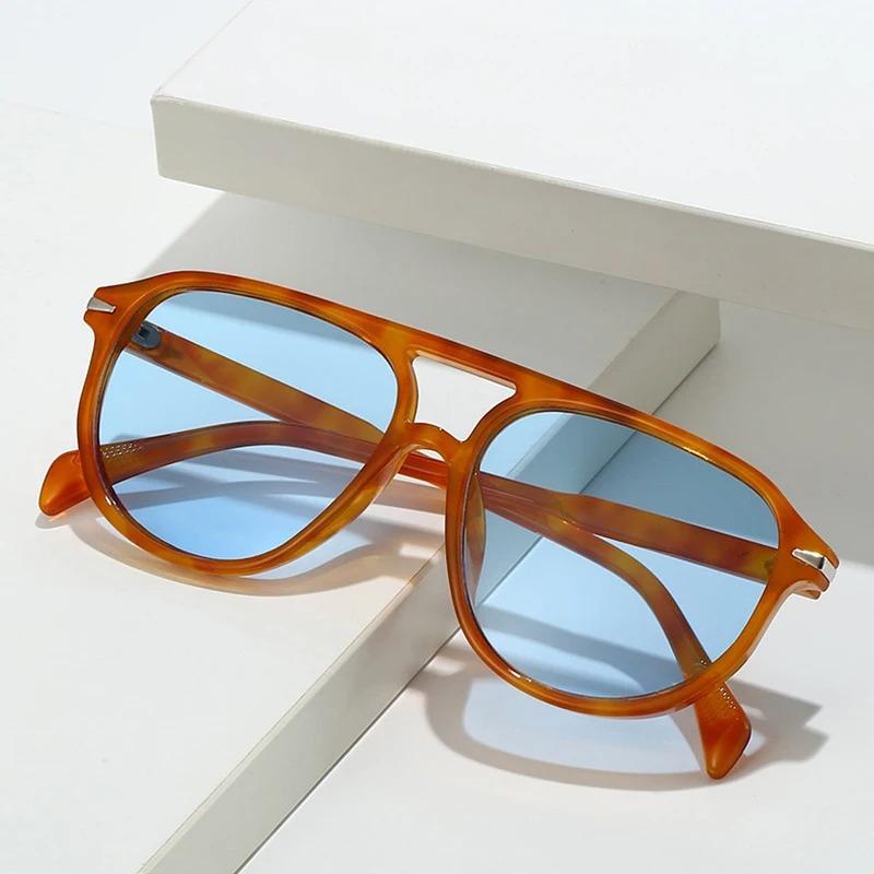Retro Double Bridges Pilot Sunglasses for Men Women UV400 Protection Luxury Designer Rivets Fashion Shades Eyewear