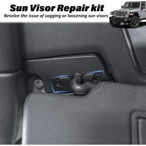 Sun Visor Repair Kit Compatible with 2018 Jeep Wrangler JK/2018- Wrangler JL/- Gladiator JT Interior Accessories Aluminum Alloy Sun Visor Fixing Clip
