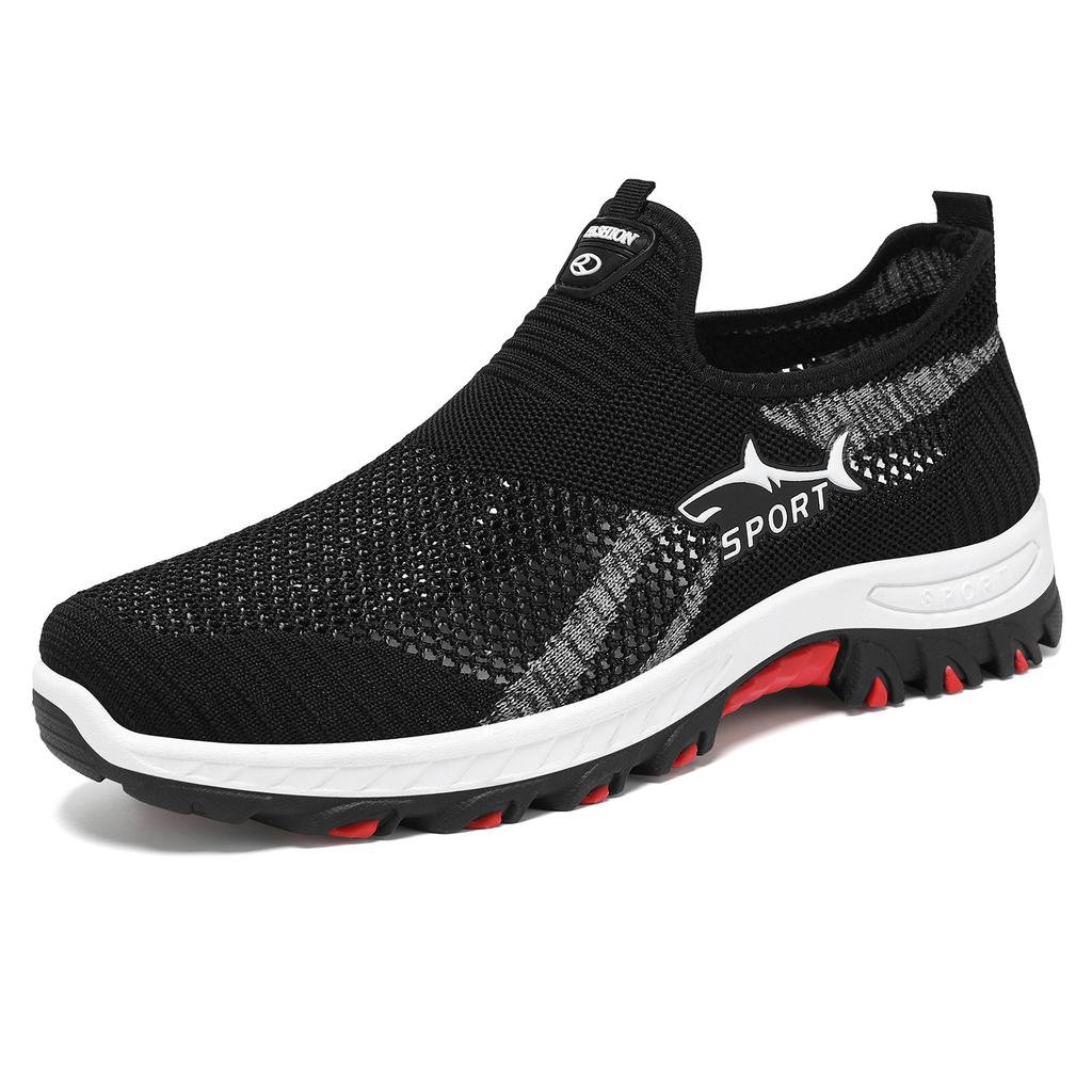 Flying woven large size men's shoes on behalf of stickers shark casual shoes soft sole breathable mesh sneakers single shoes