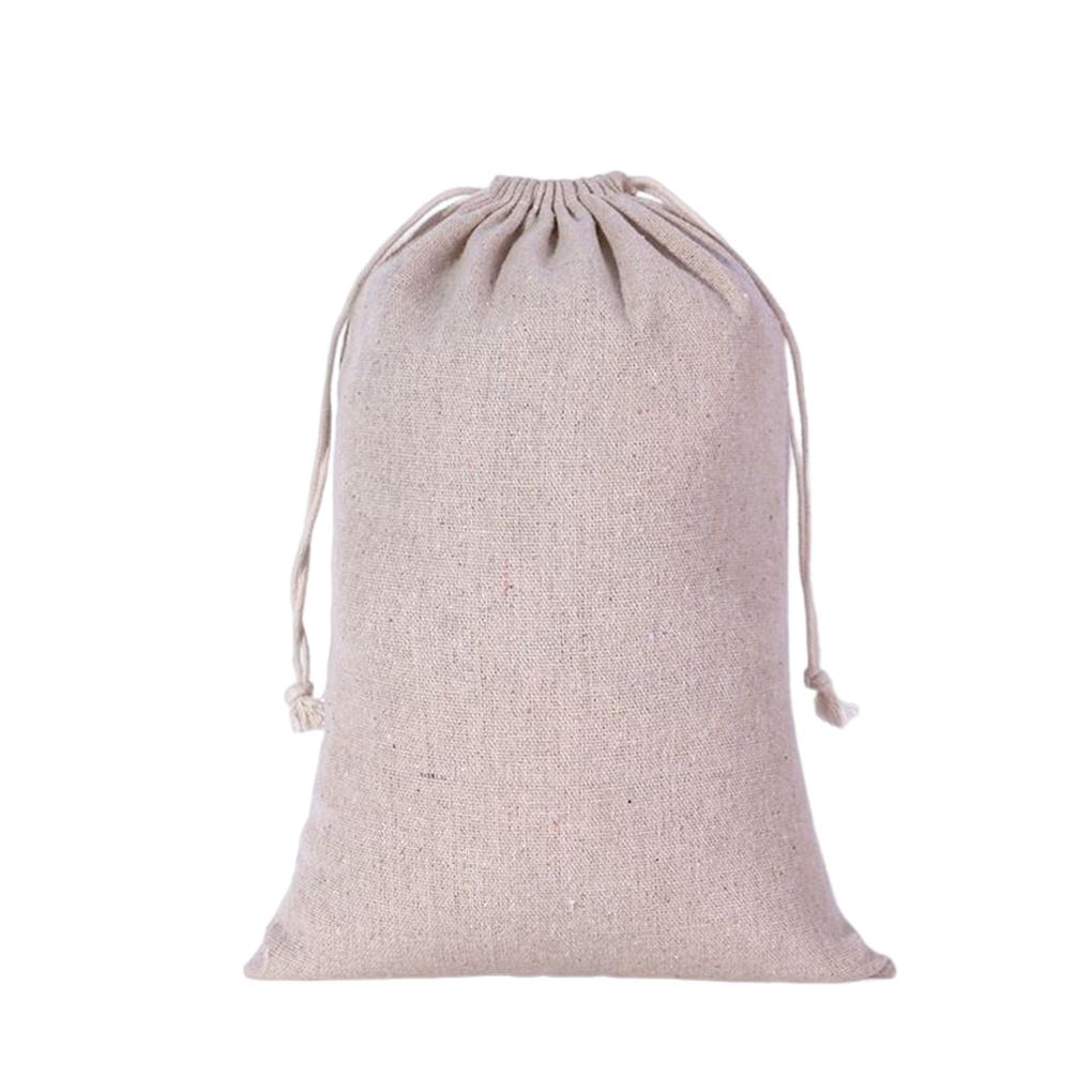 Cotton Linen Storage Bag Portable Reusable Rectangular Sundries Makeup Cosmetic Household Drawstring Pouch Accessories