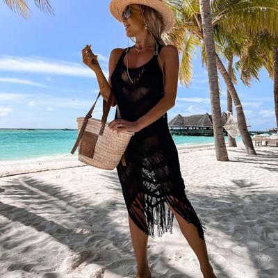 Dress Sun Protection Women's Sexy Hollow Backless Tassel Suspender Beach Bikini Blouse