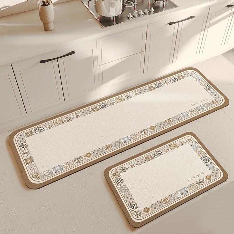 Kitchen Long Rug Absorbent Carpet Soft Diatom Mud Non-slip Pvc Floor Mat Home Decoration Modern Minimalist Alfombra De Cocina