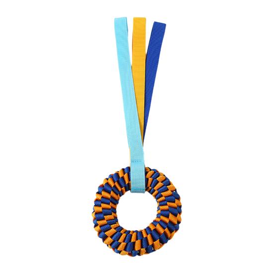 

Pet Chewing Toy Donut Shape Toy with Woven Oxford Fabric Cotton Rope for Teeth Grinding Cleaning Massage Safe Braided Tug Toy for Dogs помаранчевий
