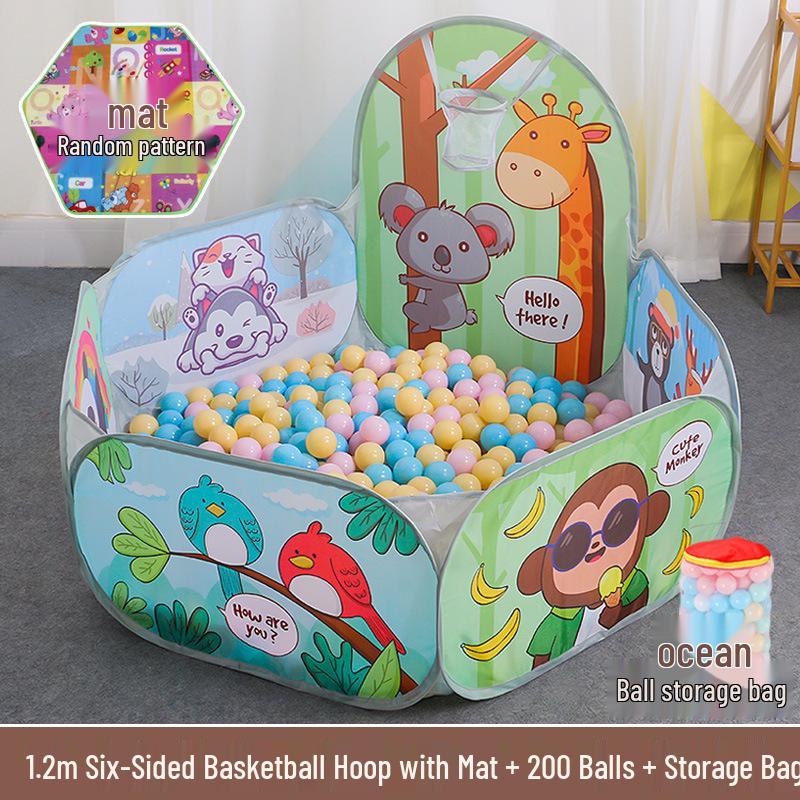 Kids' Indoor/Outdoor Ocean Ball Pit Tent with Basketball Hoop