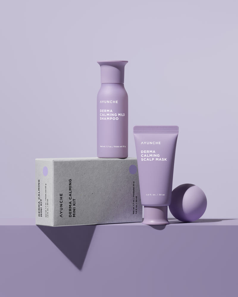 AYUNCHE Derma Calming Mini Kit Shampoo 50g + Scalp Mask 30ml Korean Soothing Scalp Care Travel Set