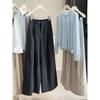 Slack pleated striped wide-leg casual pants women's spring new versatile high-waisted thin straight suit trousers