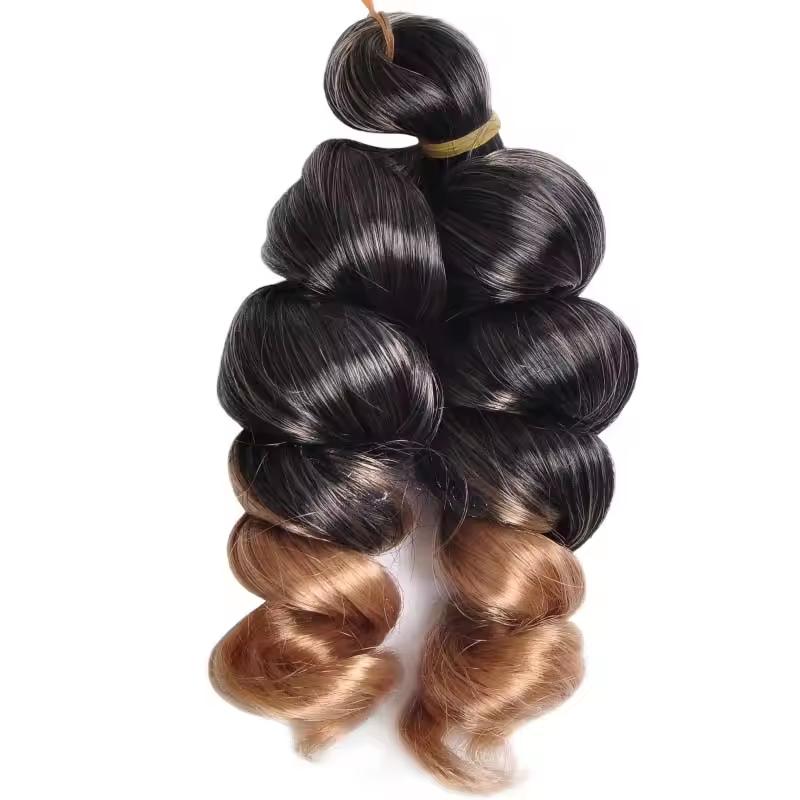 Synthetic Loose Wave Crochet Hair 12 Inch French Loose Curled Body Wave Woven Hair Water Wave Women's Wig Monochrome Mixed Color