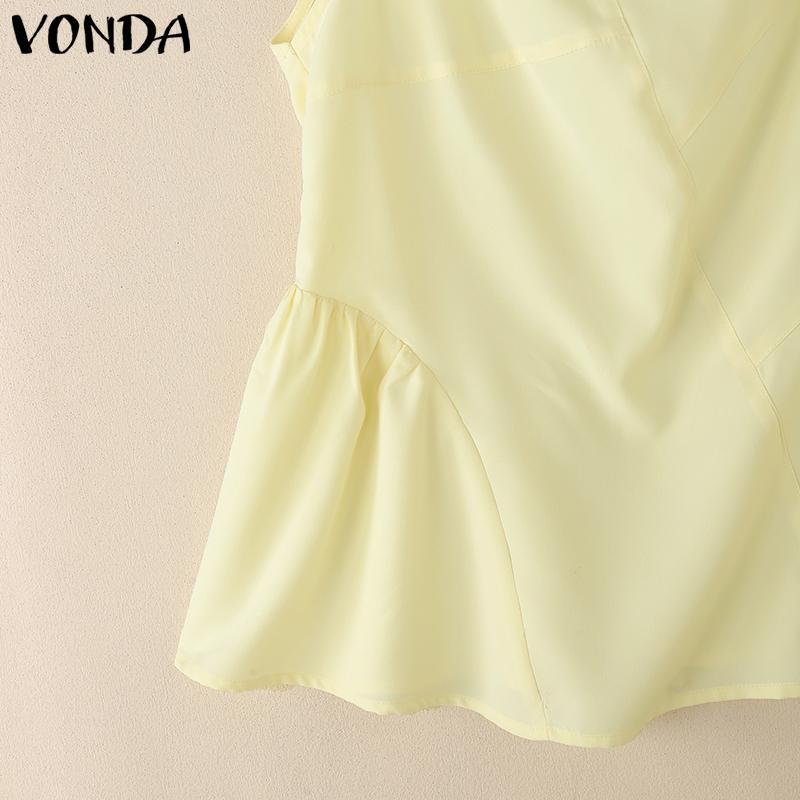 VONDA Women Summer Sleeveless Solid Color Casual Tank Tops