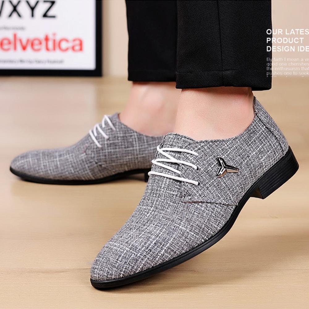 Scarpe da Uomo alla Moda in Pelle Taglia Grande Scarpe di Stoffa Traspiranti Punta Appuntita Scarpe in Tela di Lino Scarpe Formali da Uomo Scarpe Business Casual