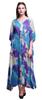 Bimba Purplish Blue Ombre Tie-Dye Ladies Kaftan Holiday Loungewear Maxi Dress Beach
