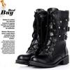Women Fashion Boots Ladies Combat Army Punk Goth Ankle Shoes Women Gothic Motocycle PU Leather Short Vintage