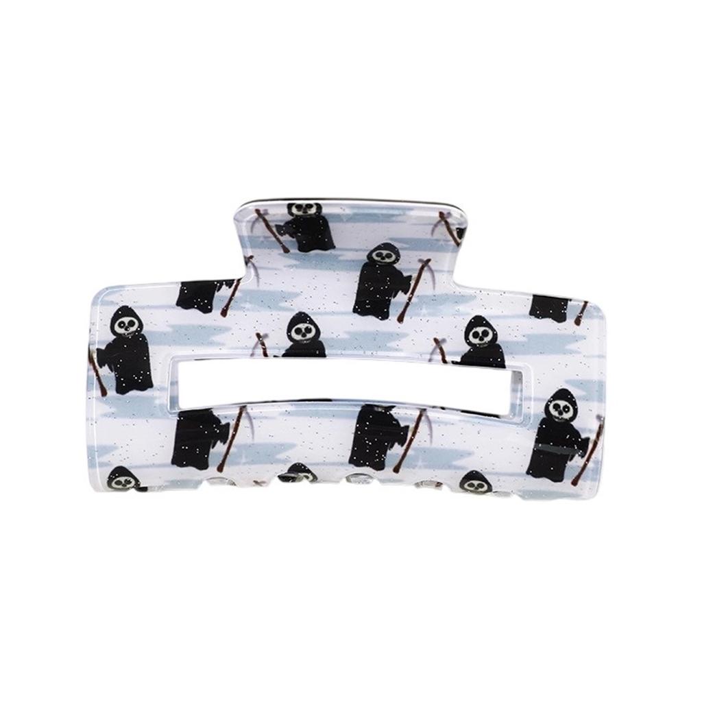 Halloween Dark Elements Imitation Acetate Hairpin T Print Square  Grip Clip
