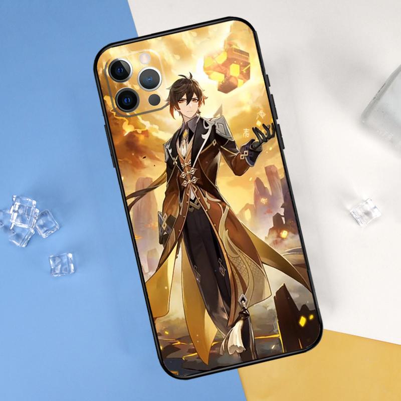 

Zhongli Genshin Impact Phone Case For iPhone 16 Pro Max 12 13 Mini 11 14 15 Pro Max XR 16 15 Plus 16e Cover Shell iPhone 13Pro MAX