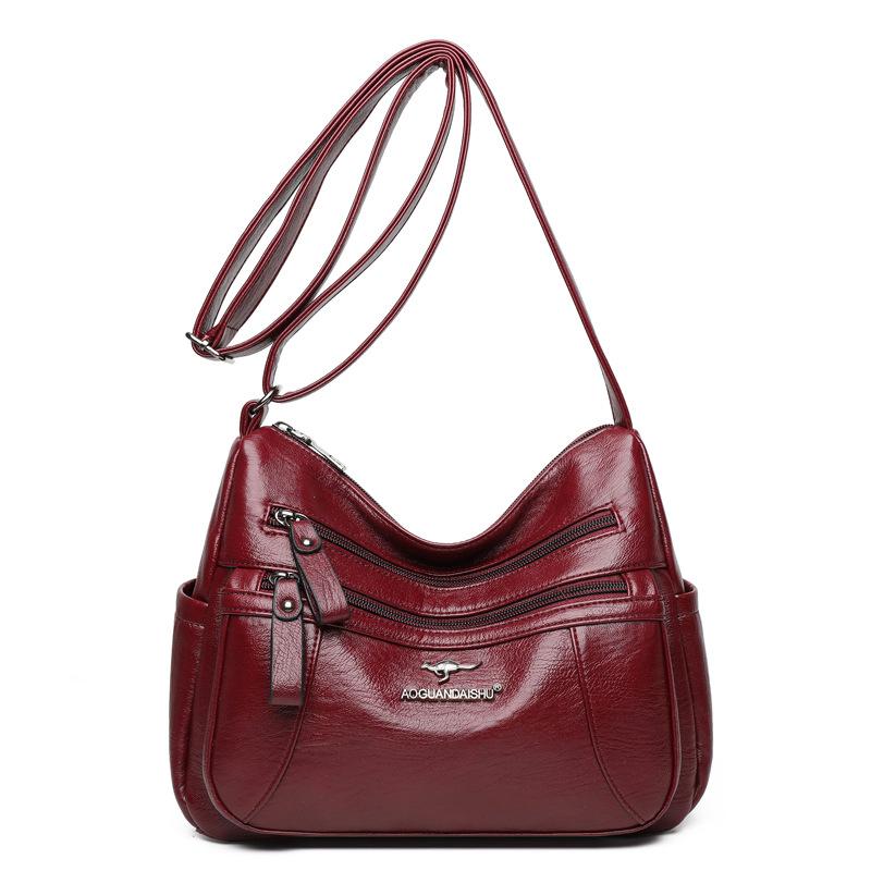 

Женская сумка. Новинка 2023 года. Сумка для мамы. Простая и элегантная женская сумка из мягкой кожи среднего возраста. Корейская версия. Сумка через плечо на одно плечо. 22cmx21cmx14cm красный