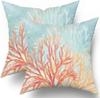 1pc Coastal Coral Throw Pillow Covers 18x18 Inches Set of 1, Beach Ocean Seashell Th