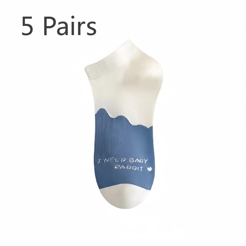 5 Pairs of Women s Spring and Autumn Style Thin Cotton Deodorant Socks 5 Pairs белый