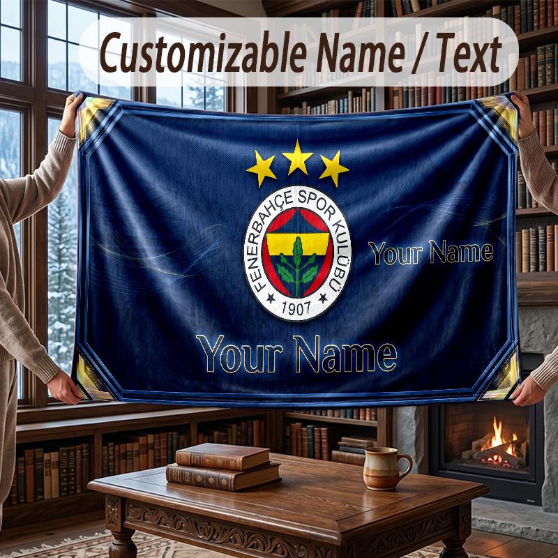Manta de Franela Personalizada con Nombre Patrón del Fenerbahçe FC Cálida Decoración para el Hogar